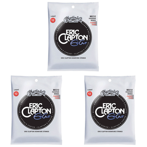 3PK Martin Guitar MEC12 Clapton's Choice Strings 92/8 Phosphor Bronze Light