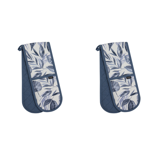 2PK Ladelle Blue Lagoon Heat Resistant Double Oven Mitt/Gloves