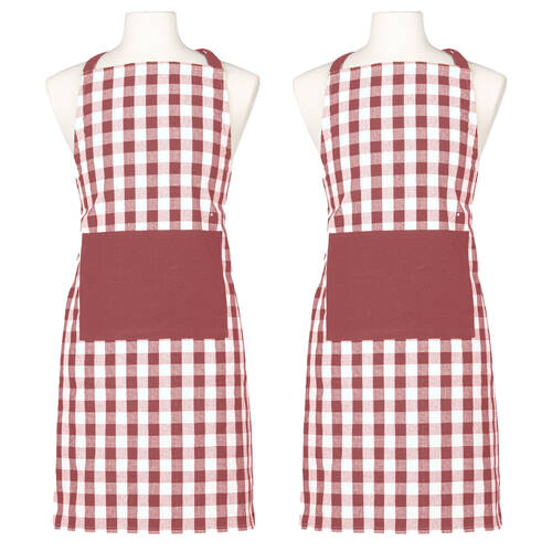 2PK Ladelle Chef Apron Kitchen Cooking 70x89cm - Eco Gingham Blush