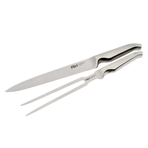 2pc Furi Pro Knife & Meat Fork Carving Set Reverse-Wedge Silver