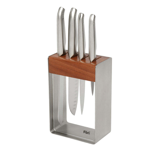 5pc Furi Pro Stainless Steel Cook/Chefs Knives & Block Set