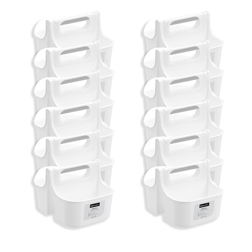 12PK Boxsweden 2-Compartment Bathroom Caddy 25x21cm - White