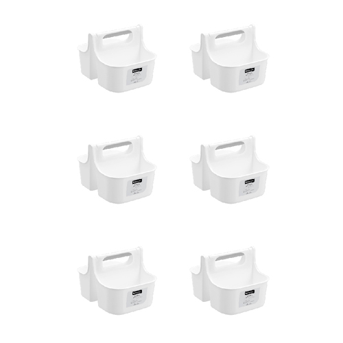 6PK Boxsweden 2-Compartment Bathroom Caddy 25x21cm - White