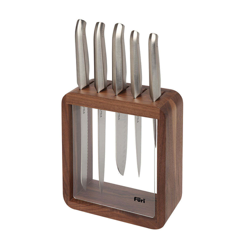 6pc Furi Pro Vault Cook/Chefs Knives & Wood Block Set