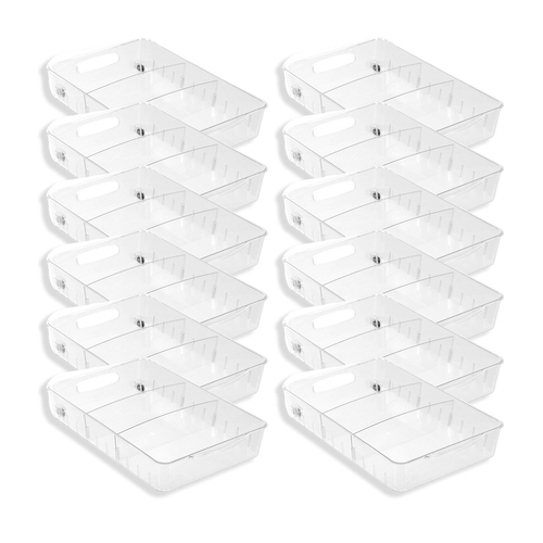 12PK Boxsweden Crystal Roll Out Tray w/ Dividers 38x24cm - Clear