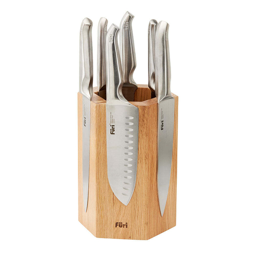 7pc Furi Pro Magnetic Hexagonal Cook/Chefs Knives & Block Set