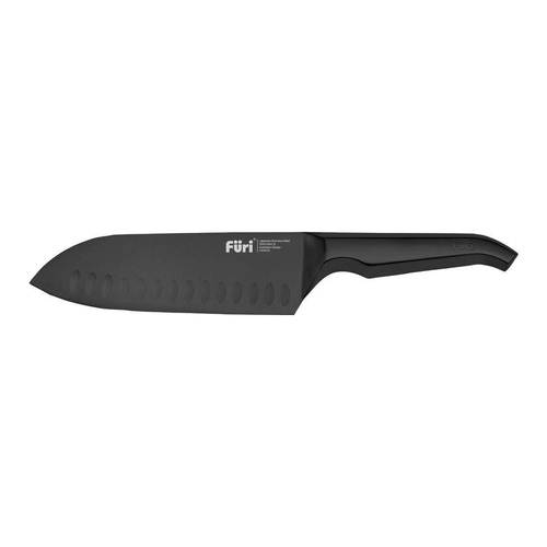 Furi Pro East/West Stainless Steel Santoku Knife Jet Black 17cm Blade