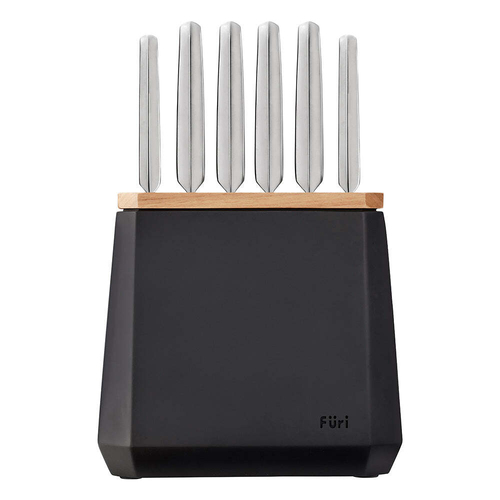 7pc Furi Cook/Chefs Knives & Stone Block Set Midnight