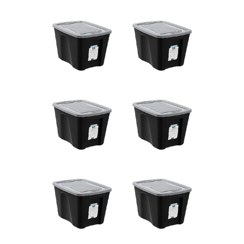 6PK Boxsweden Garaz Eco 38L/49cm Storage Box w/ Lid - Black