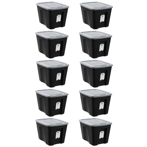 10PK Boxsweden Garaz Eco 68L/59cm Storage Box w/ Lid - Black