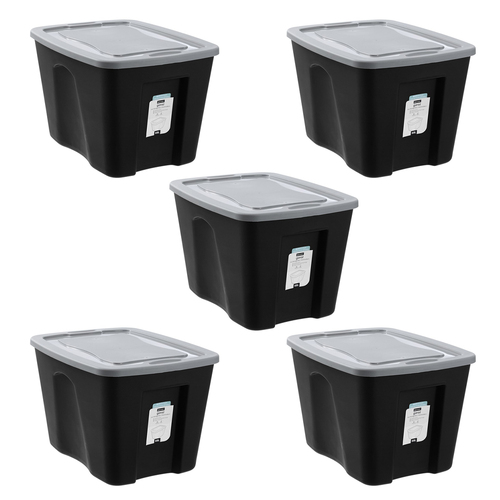 5PK Boxsweden Garaz Eco 68L/59cm Storage Box w/ Lid - Black