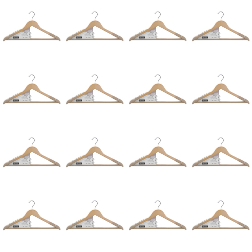 32pc Boxsweden Hangit Wooden Clothes Hangers 44.5cm w/ Velvet Shoulders