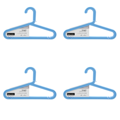 144pc Boxsweden Hangit Kids Strong Plastic Hangers 34cm - Assorted