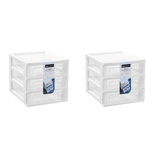 2PK Boxsweden A4 Desktop 3-Drawer Unit 33.5x26cm - Assorted