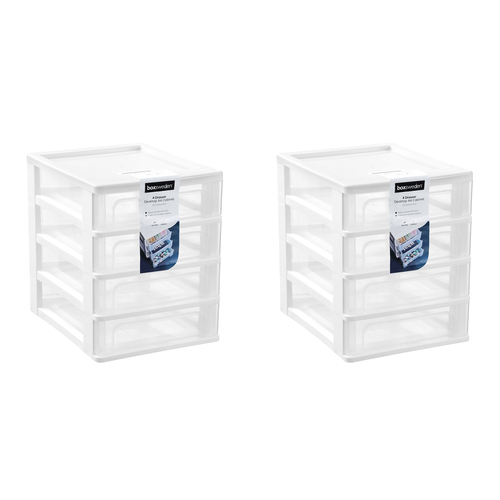 2PK Boxsweden A4 Desktop 4-Drawer Unit 33.5x26cm - Assorted