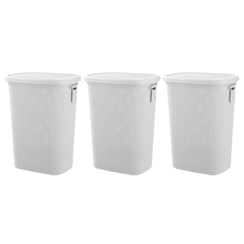 3x 2pc Boxsweden 62L Aero Laundry Hamper Lidded 45x60cm Assorted