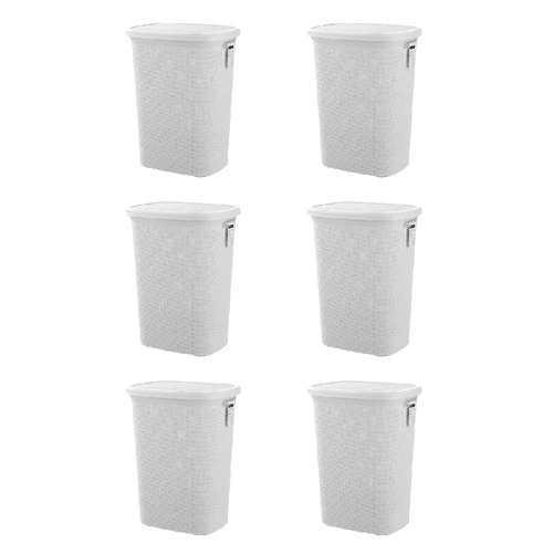 6x 2pc Boxsweden 62L Aero Laundry Hamper Lidded 45x60cm Assorted