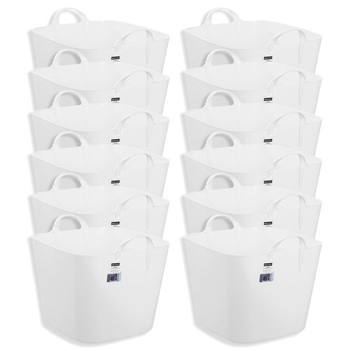 12PK Boxsweden Square Flexible Tub 40L Storage w/ Handle - Assorted