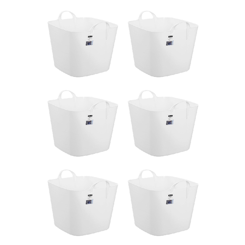 6PK Boxsweden Square Flexible Tub 40L Storage w/ Handle - Assorted