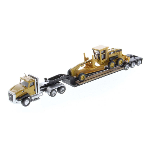 Diecast Masters 1:87 Cat CT660 Truck & Lowboy W/Grader Model Kids Toy 8y+