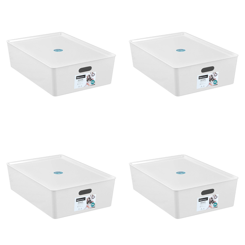 4PK Boxsweden Smooth Tidy Box w/ Lid 24L/54cm - Assorted