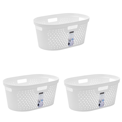 3PK Boxsweden Diamond 40L Laundry Basket Hamper - Assorted