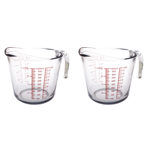 2PK Kitchen Classics Glass Measure Jug 4 Cup/1L Kitchen Cookware