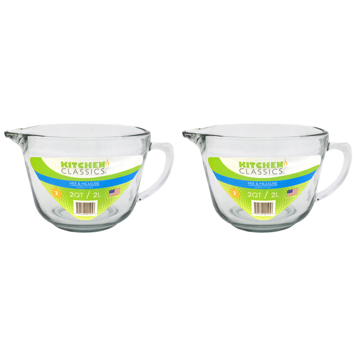 2PK Kitchen Classics Glass Batter Bowl 2L Kitchen Cookware