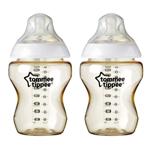 2PK Tommee Tippee Closer To Nature Super Soft Silicone Teat Bottle 260ml 3M+