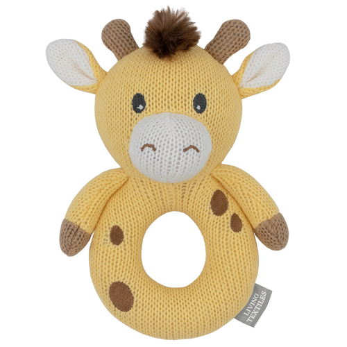 Living Textiles Knitted Ring Rattle Noah the Giraffe