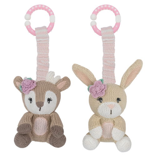 2pc Living Textiles Baby/Newborn Stroller Toys Fawn & Bunny