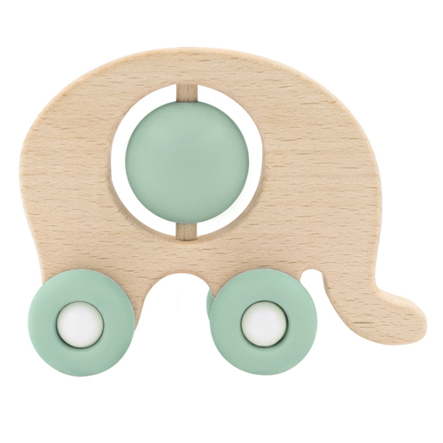 Playground 11cm Push A Long Elephant Wooden Toy Baby/Infant 6m+