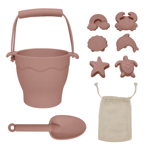 8pc Playground Silicone Bucket & Spade Set Kids Toy - Rose