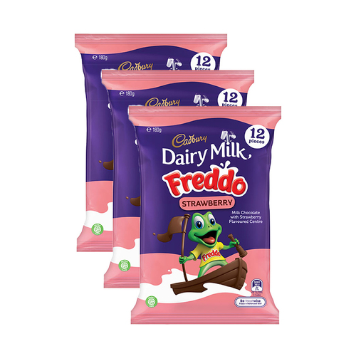 3x 12pc Cadbury 168g Dairy Milk Chocolate Strawberry Freddo Sharepack