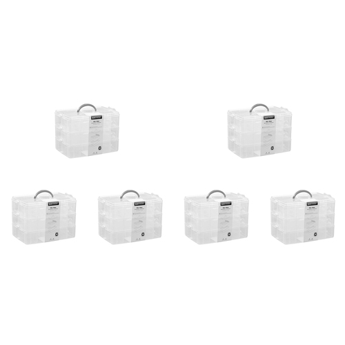 6PK Boxsweden Nic-Nac 3-Tier Box 30-Compartment Container 25x18.5cm - Clear