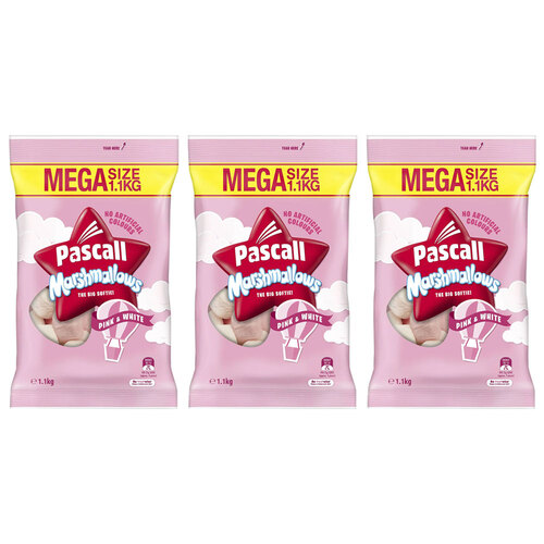 3PK Pascall The Big Softie Pink & White Marshmallows 1.1kg