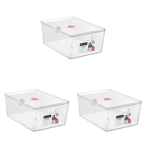 3PK Boxsweden Crystal Tidy Box Container w/ Lid 12L/35cm - Clear