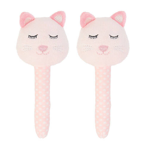 2PK Annabel Trends Mini Hand Rattle Baby Toy 14cm - Cat