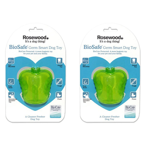 2PK Rosewood BioSafe Apple Pet Dog Dental Chew Bite Interactive Play Fetch Toy Green