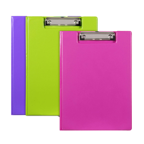 3PK Marbig PP Summer Colour A4 Document Clipfolder - Assorted