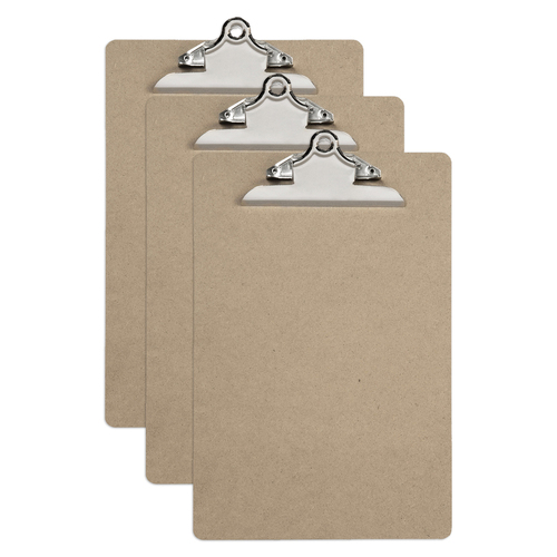 3PK Marbig Pro Masonite A4 Clipboard w/ Solid Metal Clip