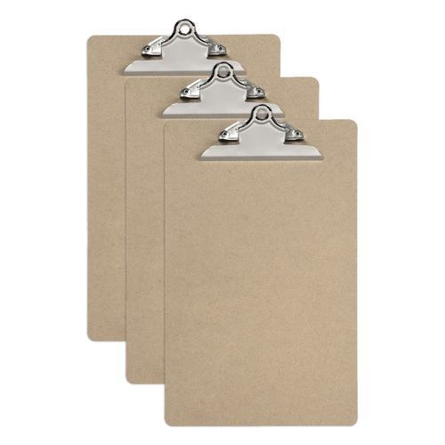 3PK Marbig Pro Masonite Foolscap Clipboard w/ Solid Metal Clip