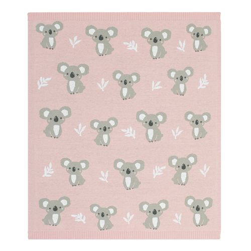 Living Textiles Australiana 85cm Cotton Baby Blanket - Koala/Blush