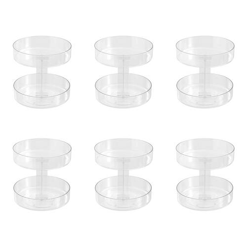 6PK Boxsweden Crystal Round Easy Access 2 Tier Turntable Storage 21x21x21.5cm