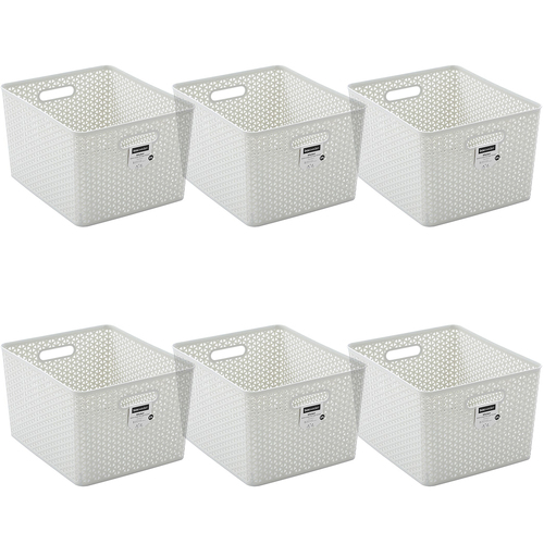 6PK Boxsweden Wicker  Storage Basket XL w/ Handle 37L/43cm - Assorted