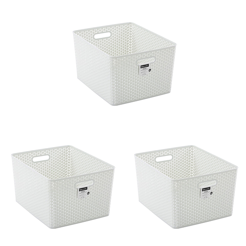 3PK Boxsweden Wicker Storage Basket Mega w/ Handle 52L/49.5cm - Assorted