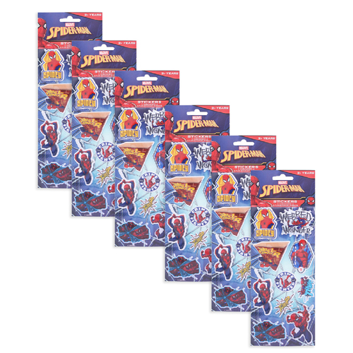 6x 3PK Spiderman Kids Embossed & Fun Sticker Sheets 3y+