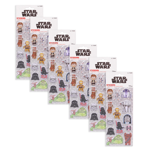 6x 3PK Star Wars Kids Embossed & Fun Sticker Sheets 3y+