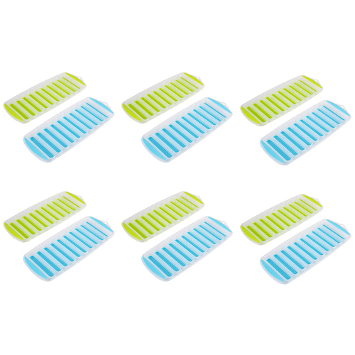 6x 2pc Appetito Easy Release 10 Cube Stick Ice Tray Blue/Lime