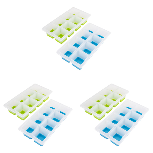 3x 2pc Appetito Easy Release 8-Cube Square Ice Tray Home/Kitchen Blue/Lime